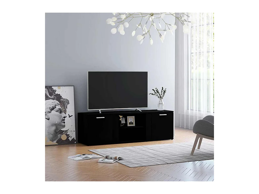 Meuble TV Noir 120x34x37 cm Bois d’ingénierie
