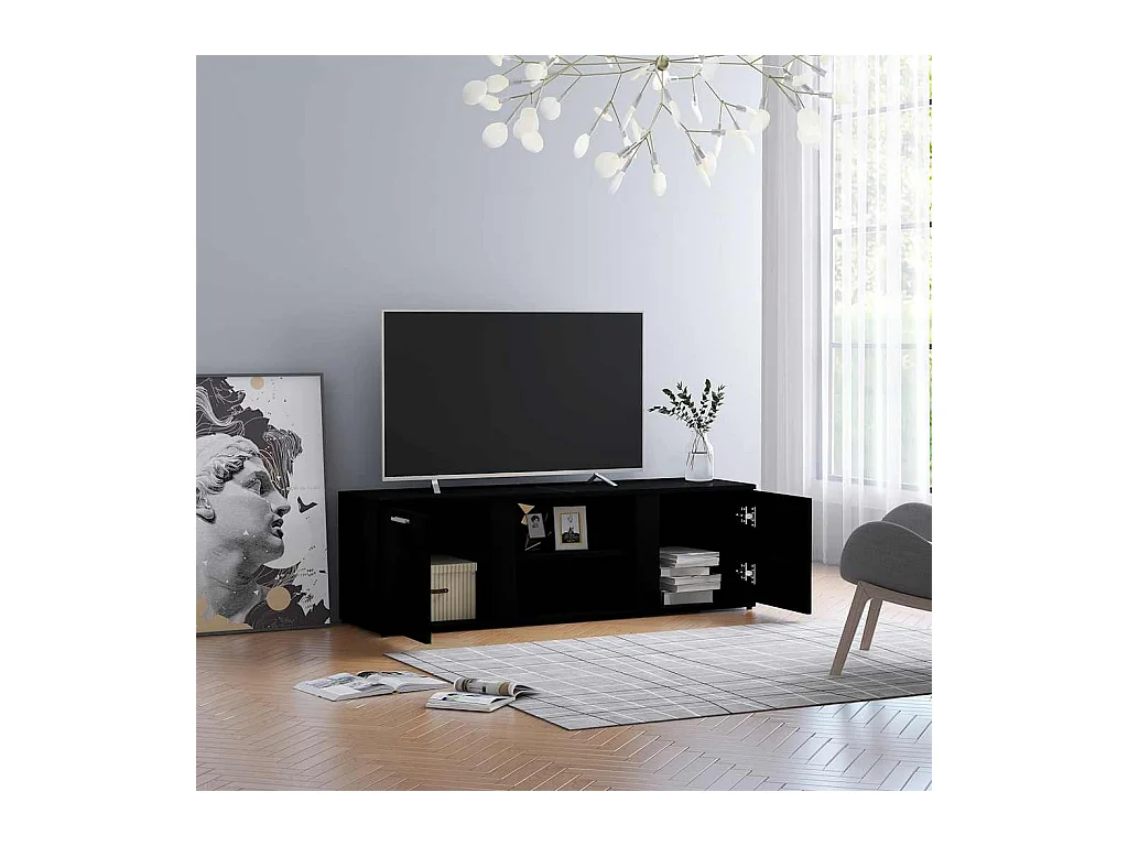 Mobile TV nero 120x34x37 cm in legno ingegnerizzato