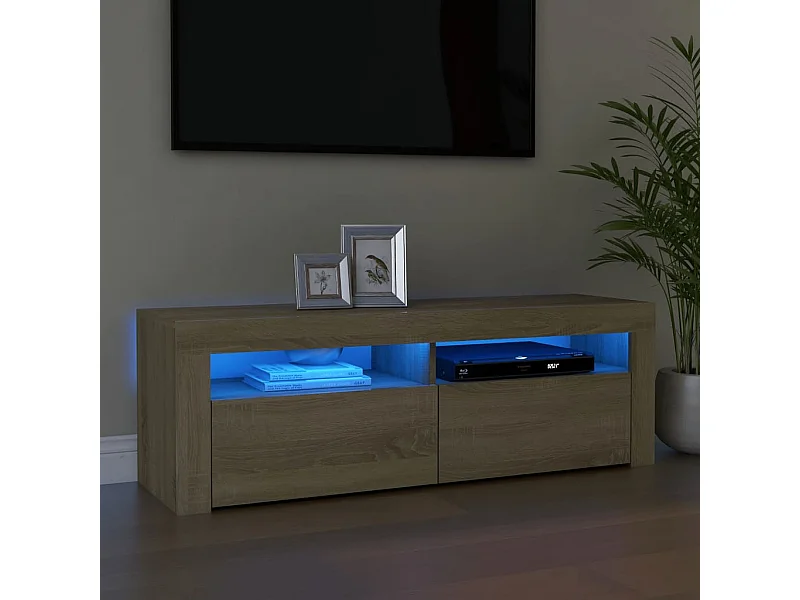Meuble TV avec lumières LED chêne sonoma 120x35x40 cm