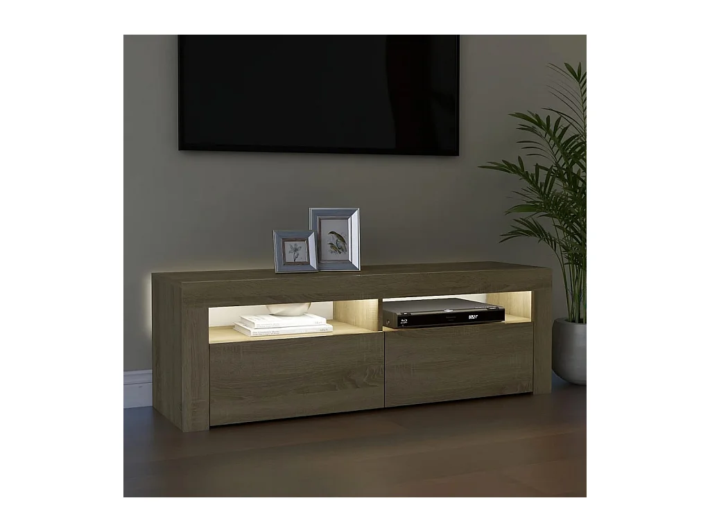 Meuble TV avec lumières LED chêne sonoma 120x35x40 cm
