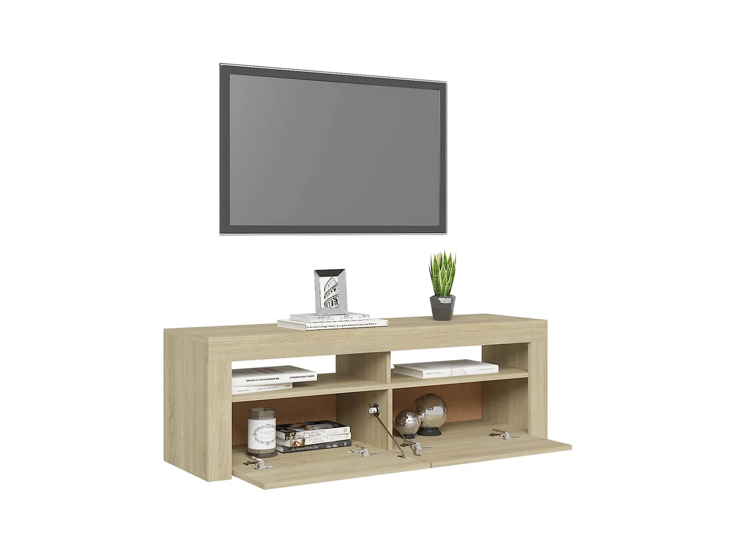 Meuble TV avec lumières LED chêne sonoma 120x35x40 cm