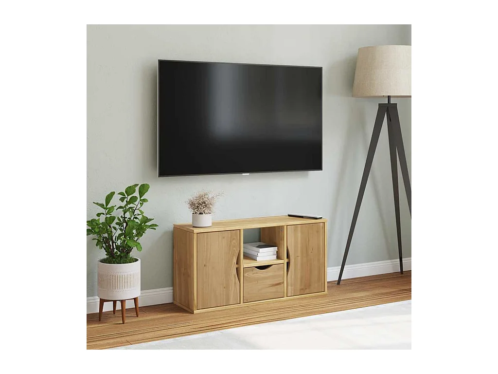 Meuble TV avec tiroir  79x24x40 cm bois massif pin