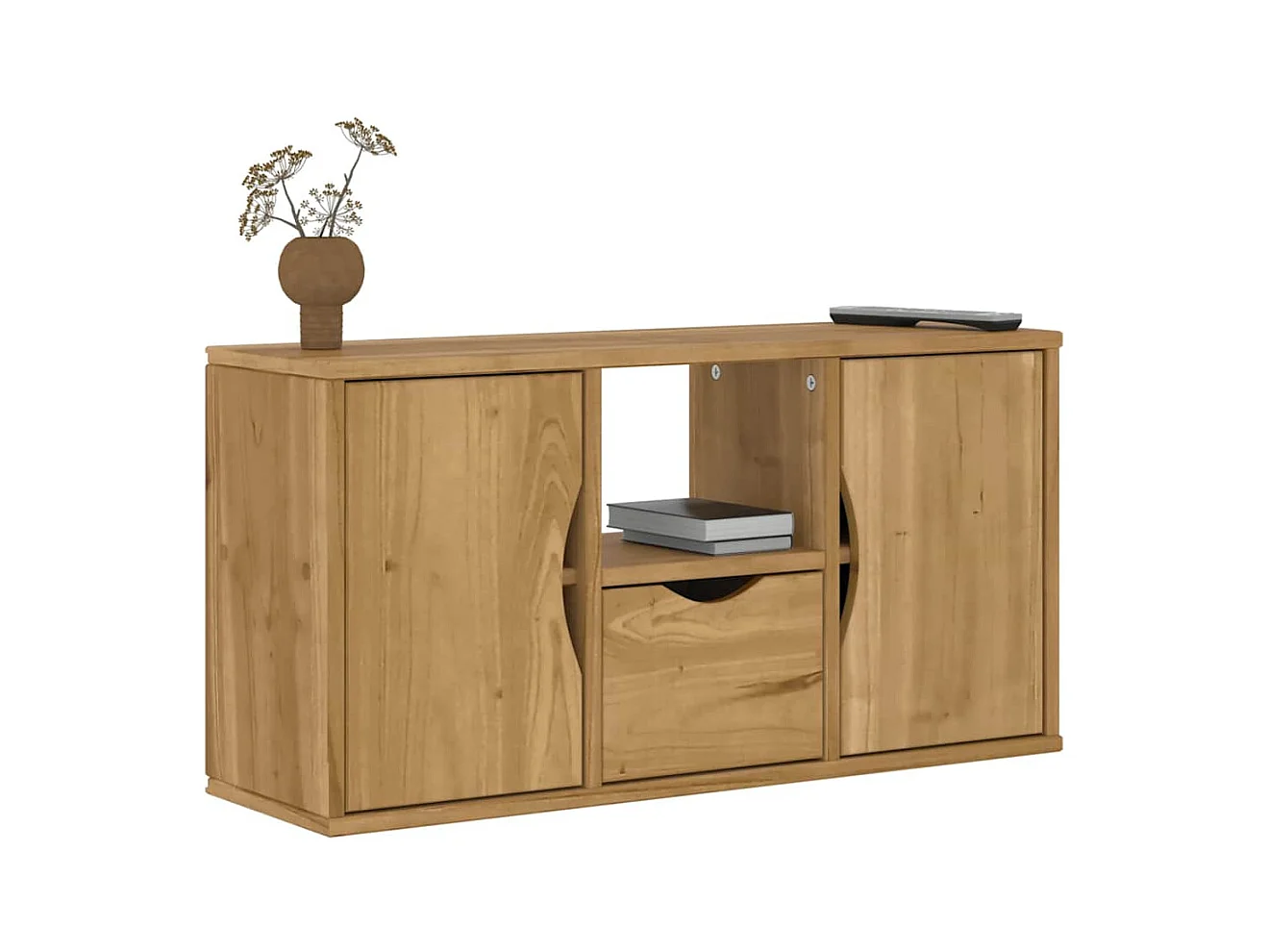 Mobile TV  con cassetto 79x24x40 cm in legno massello di pino