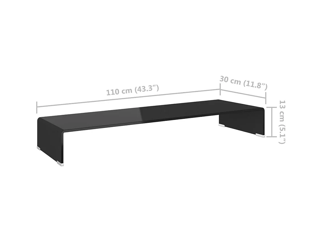 Meuble TV/support pour moniteur 110x30x13 cm verre noir