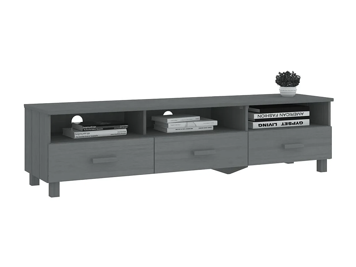 Meuble TV  Gris foncé 158x40x40 cm Bois massif de pin
