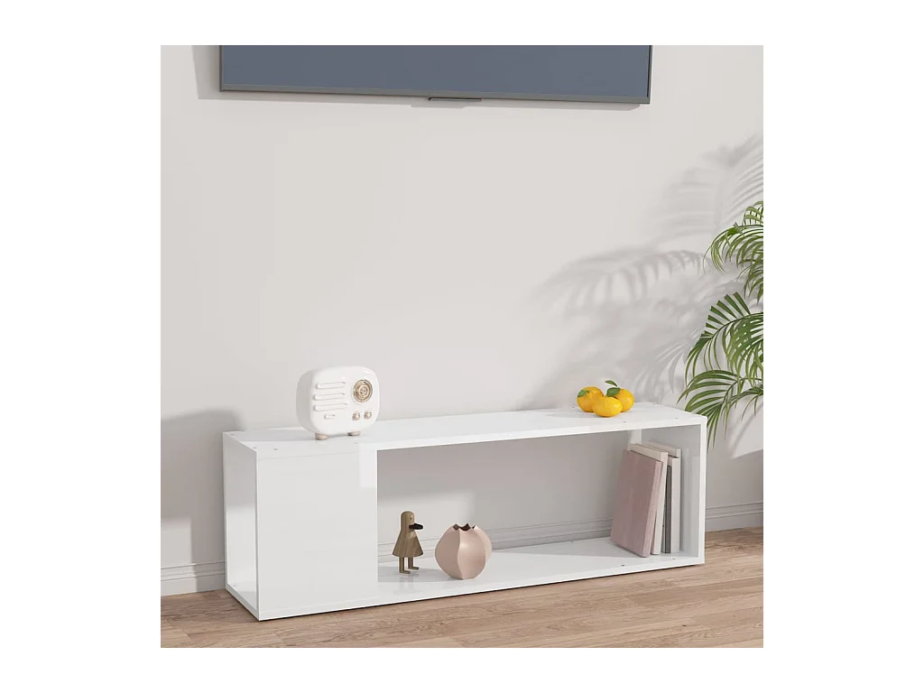 Meuble TV Blanc brillant 100x24x32 cm Bois d'ingénierie