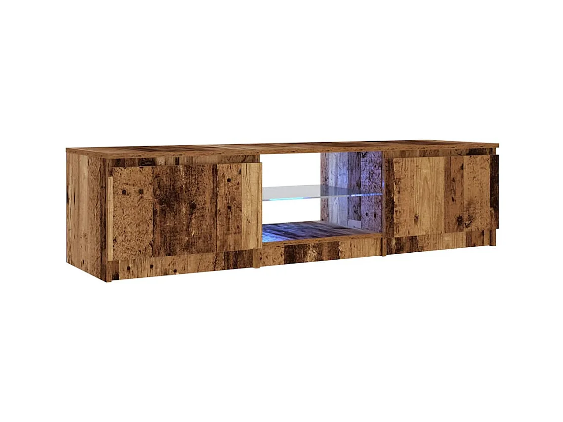 Meuble TV avec lumières LED vieux bois bois d'ingénierie
