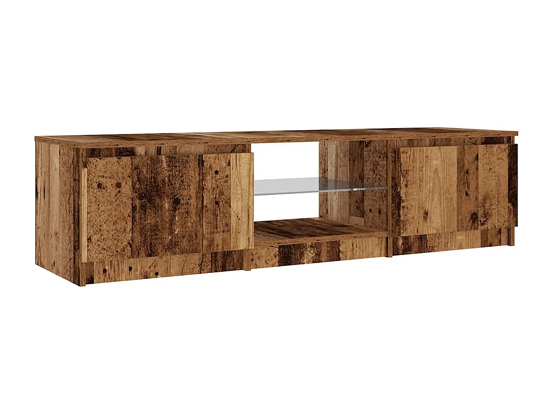 Meuble TV avec lumières LED vieux bois bois d'ingénierie