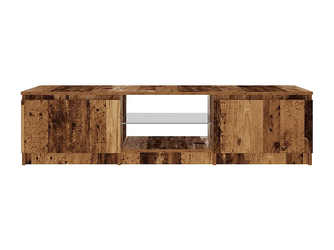Meuble TV avec lumières LED vieux bois bois d'ingénierie