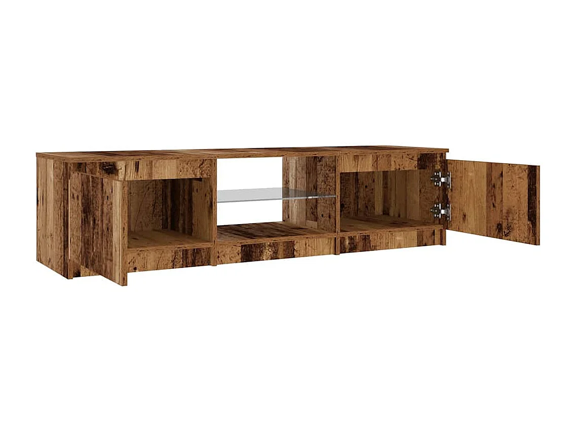 Meuble TV avec lumières LED vieux bois bois d'ingénierie