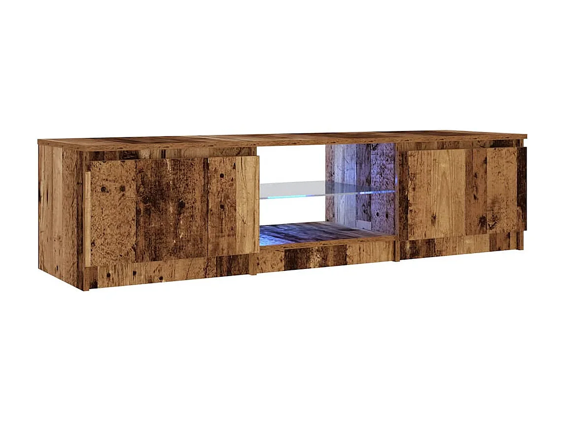 Meuble TV avec lumières LED vieux bois bois d'ingénierie