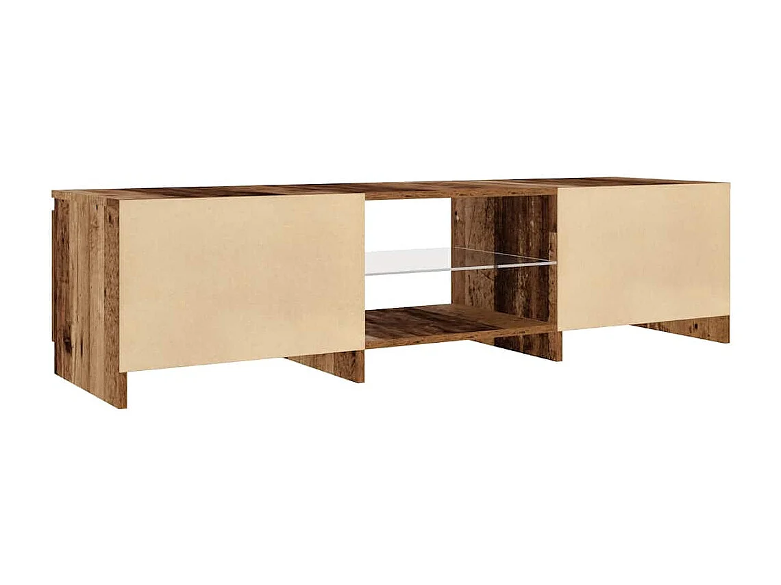 Meuble TV avec lumières LED vieux bois bois d'ingénierie