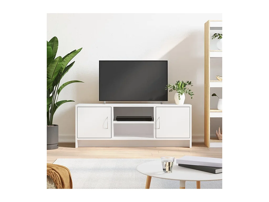 Meuble TV blanc 102x30x37,5 cm bois d'ingénierie