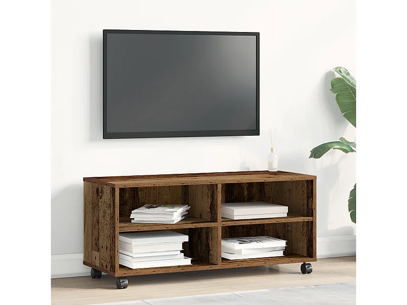 TV-meubel in oud hout 90x35x35 cm in bewerkt hout