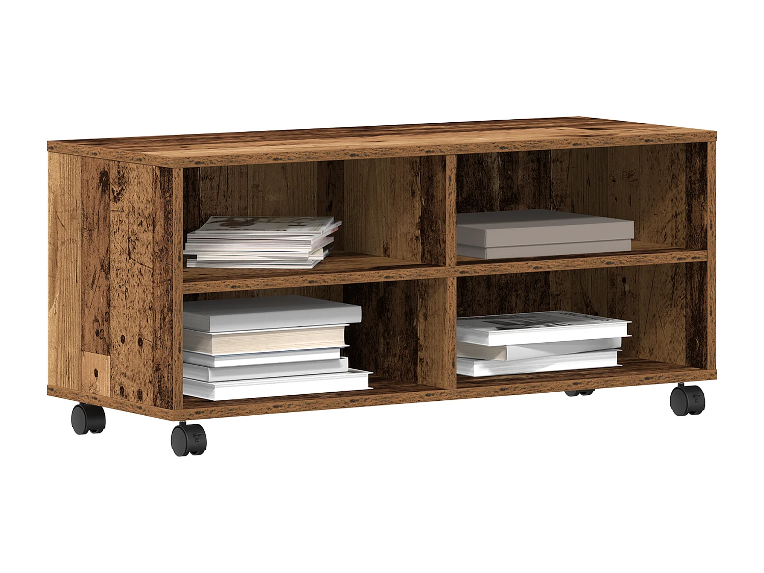 Meuble TV en vieux bois 90x35x35 cm en bois d'ingénierie