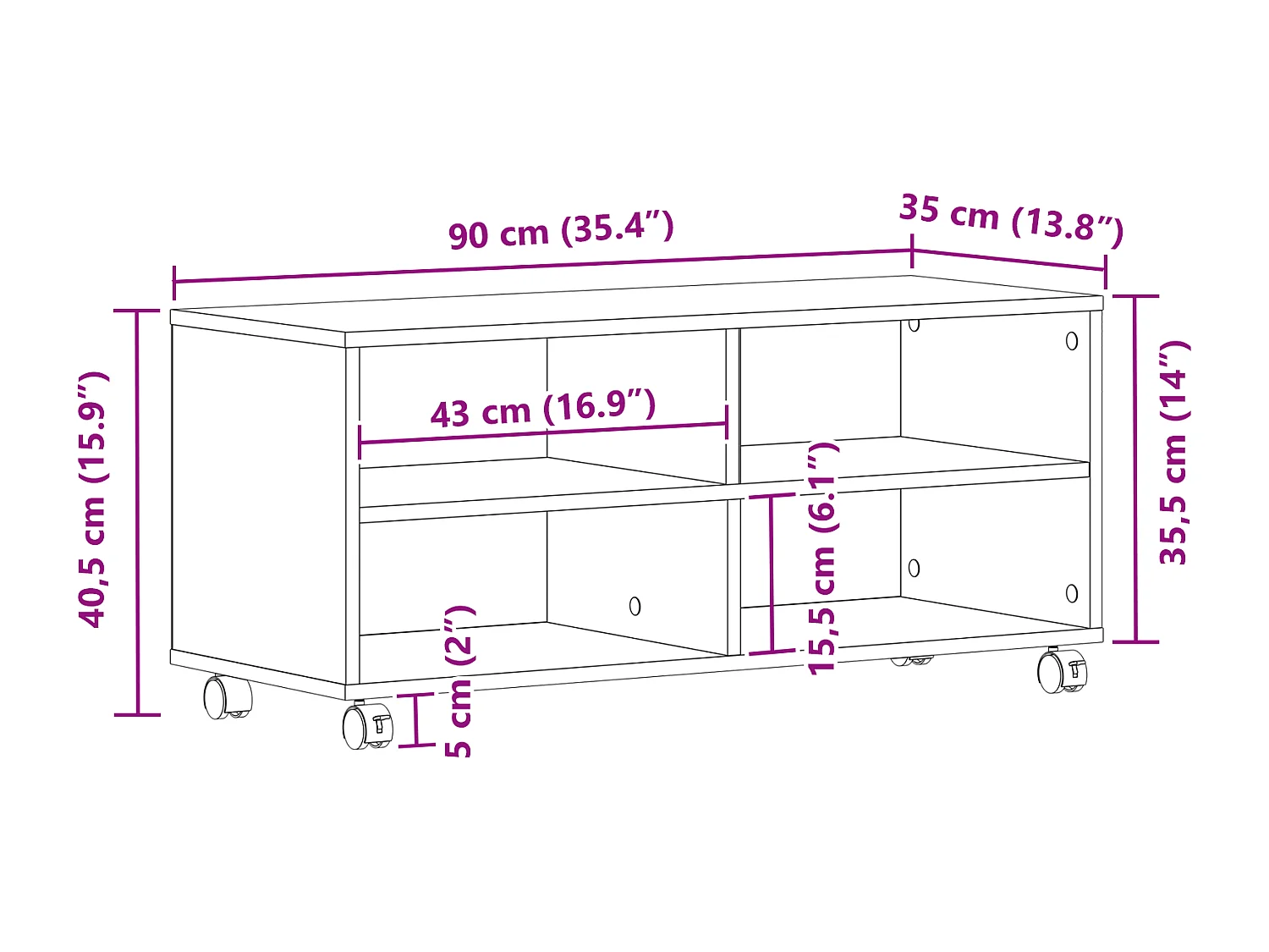 Meuble TV en vieux bois 90x35x35 cm en bois d'ingénierie