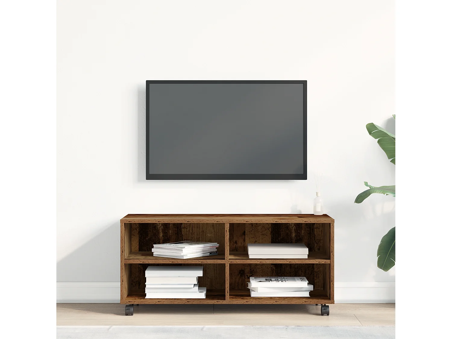 TV-meubel in oud hout 90x35x35 cm in bewerkt hout