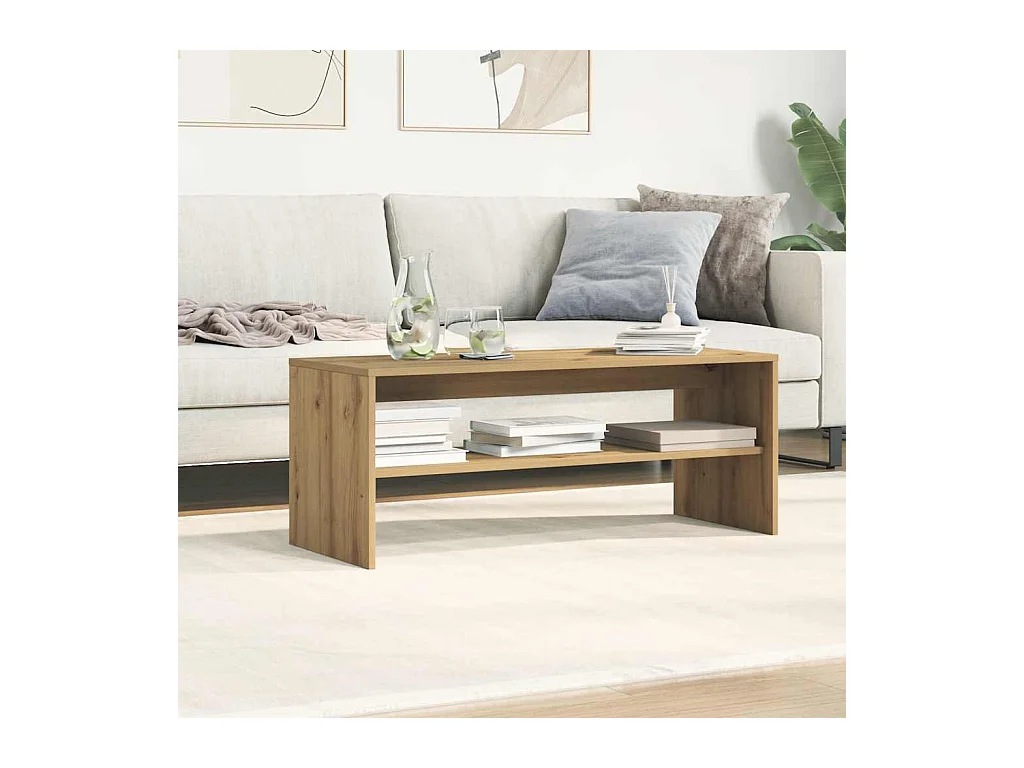 Meuble TV chêne artisanal 100x40x40 cm bois d'ingénierie