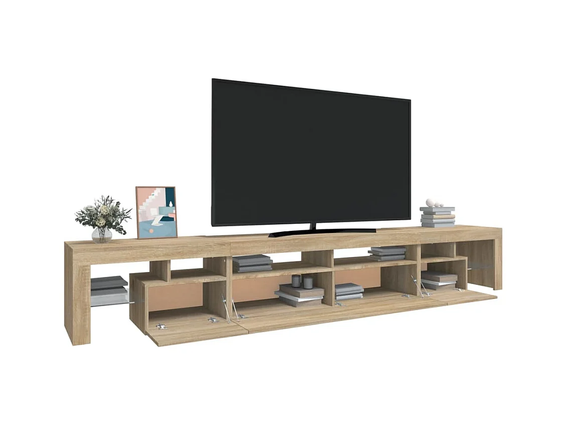 Mobile TV con luci LED Rovere Sonoma 260x36,5x40 cm