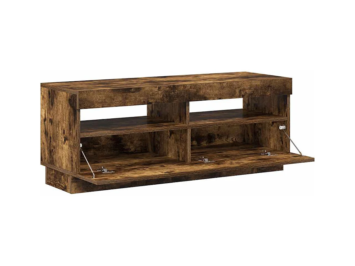 Meuble TV avec lumières LED chêne fumé 100x35x40 cm