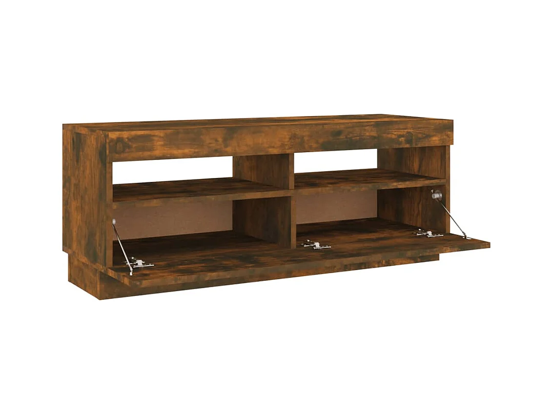 Meuble TV avec lumières LED chêne fumé 100x35x40 cm