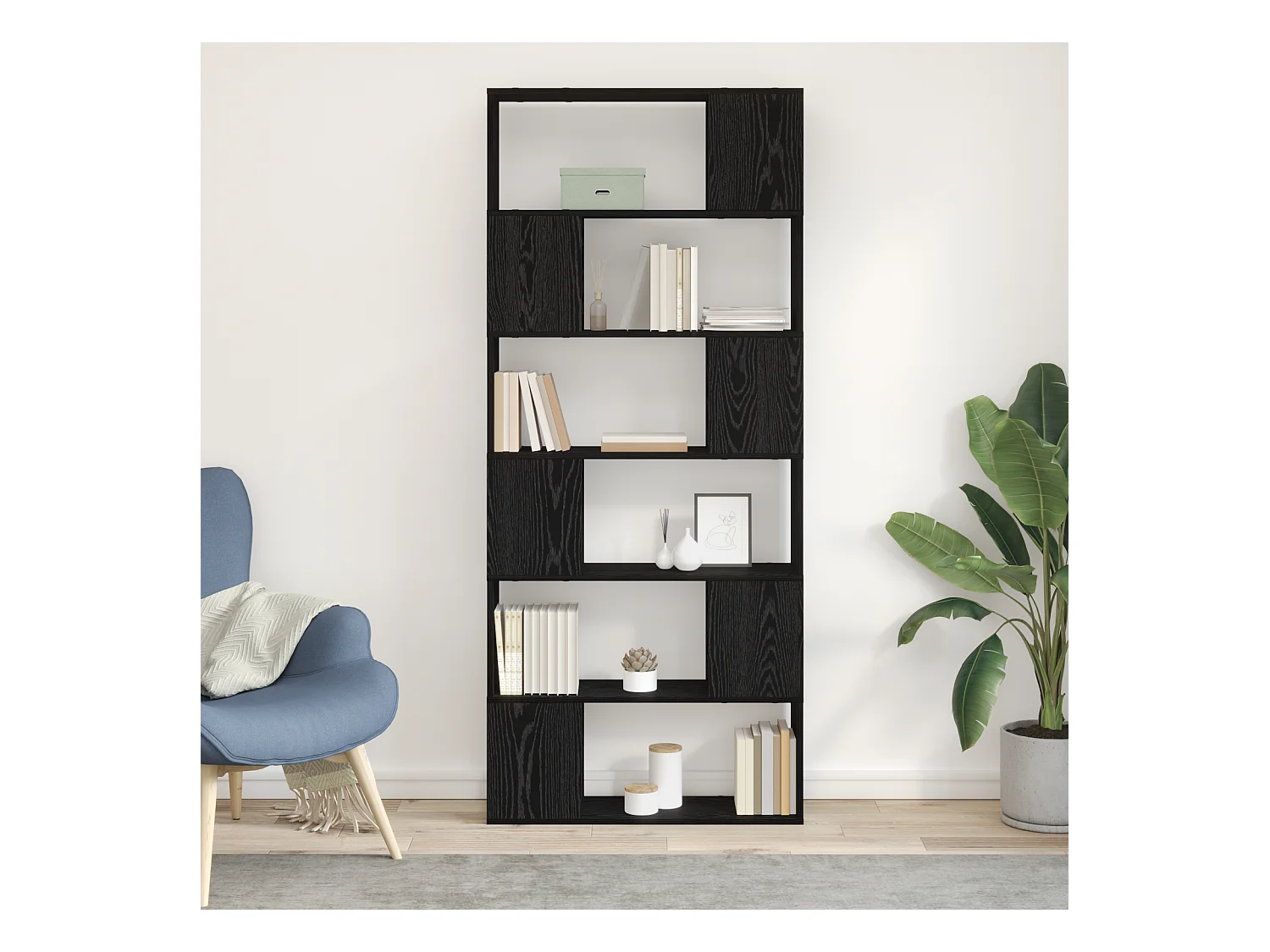 Mensola in rovere nero 80x24x186 cm in legno ingegnerizzato