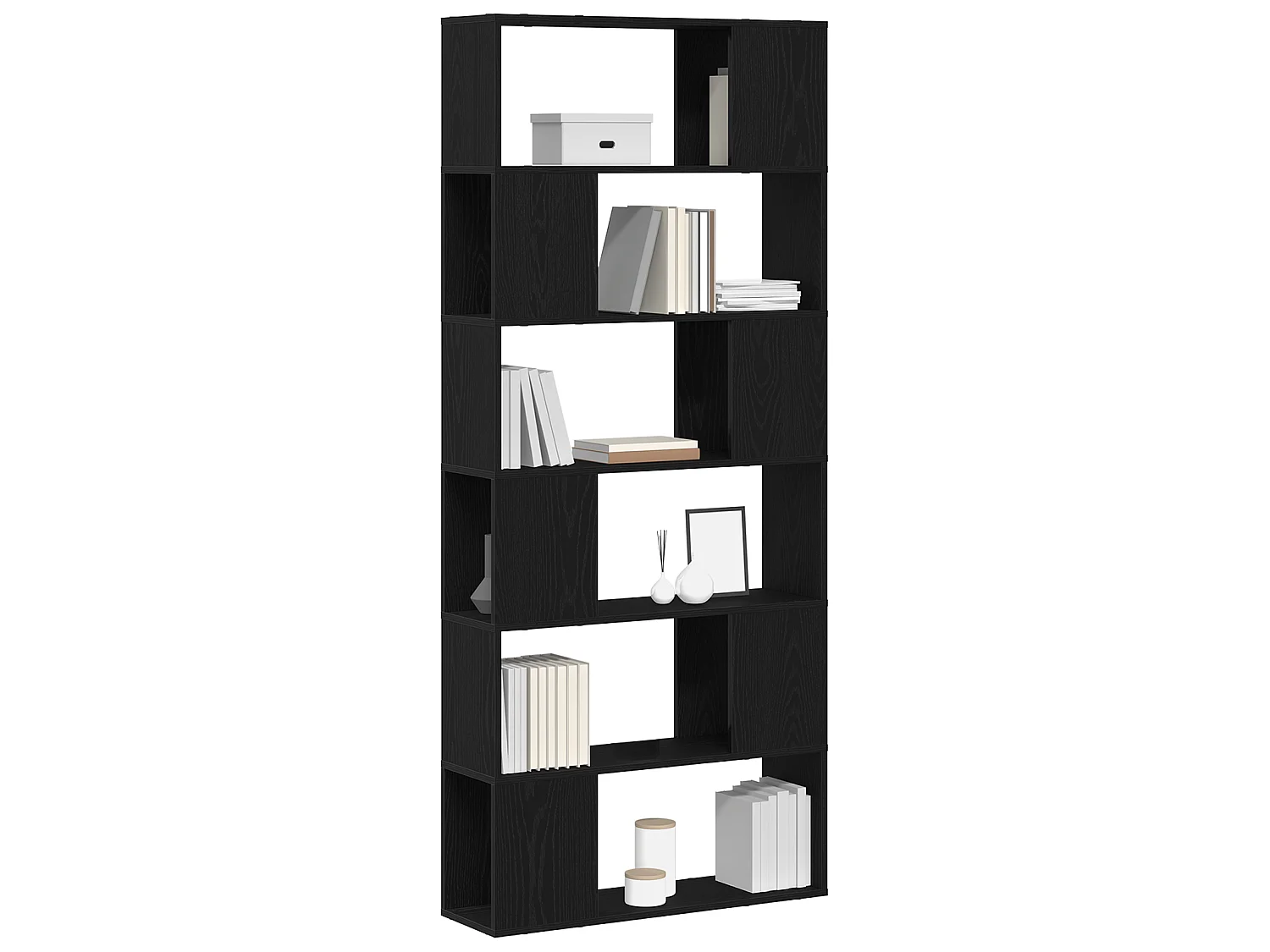 Estantería de roble negro 80x24x186 cm en madera de ingeniería