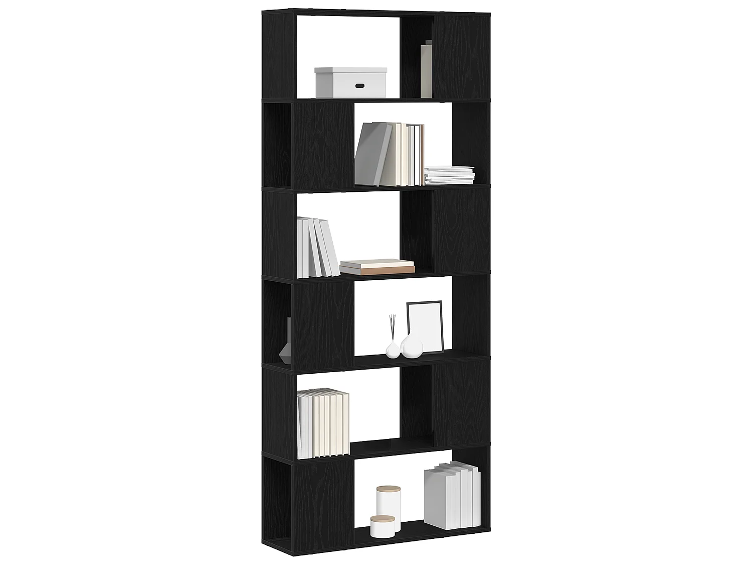 Étagère en chêne noir 80x24x186 cm en bois d'ingénierie