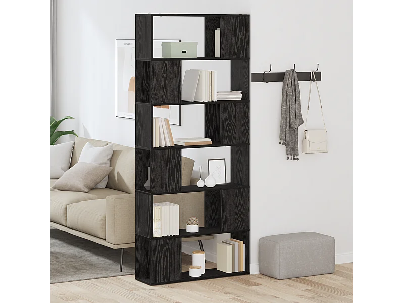 Estantería de roble negro 80x24x186 cm en madera de ingeniería