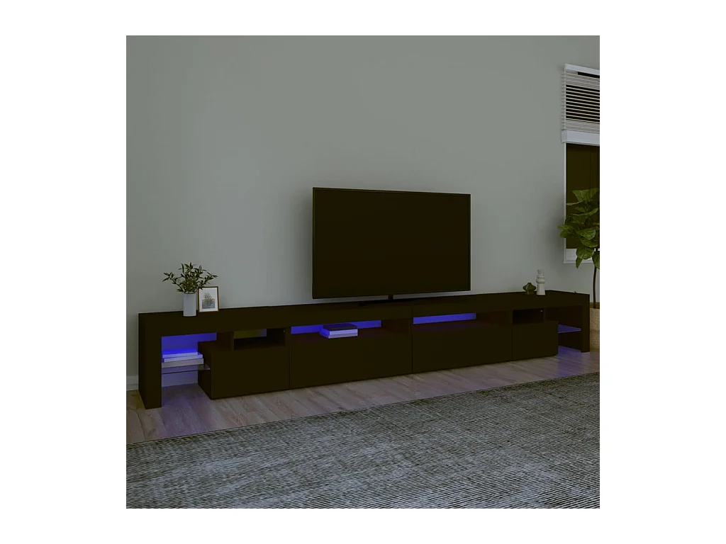 Meuble TV avec lumières LED Noir 290x36,5x40 cm