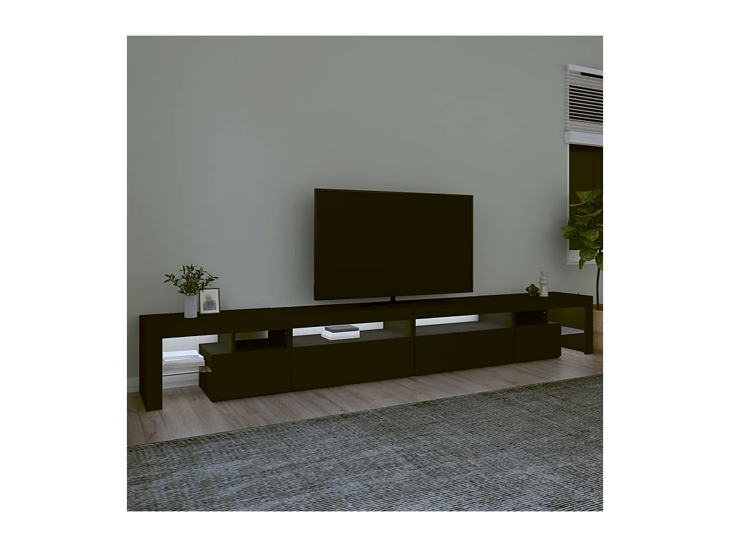 Meuble TV avec lumières LED Noir 290x36,5x40 cm
