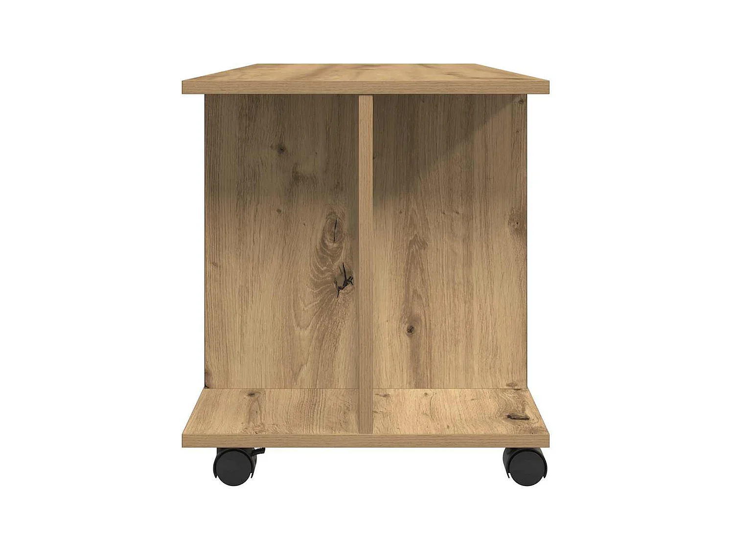 Meuble TV roulettes chêne artisanal 80x40x45 cm bois ingénierie