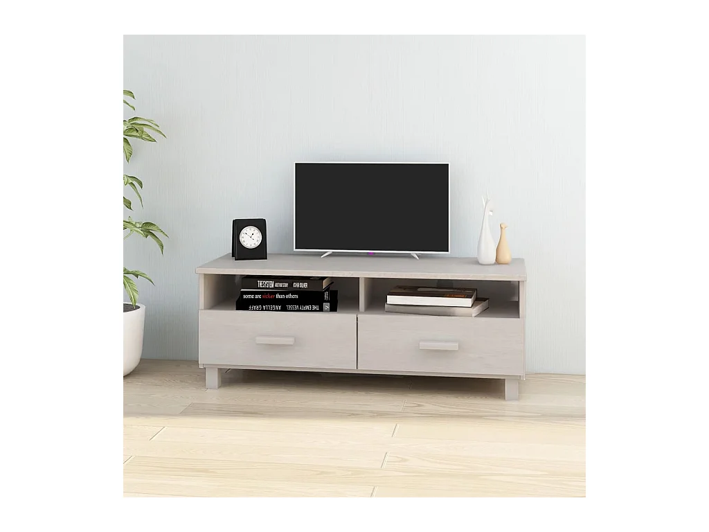 Meuble TV  Blanc 106x40x40 cm Bois massif de pin