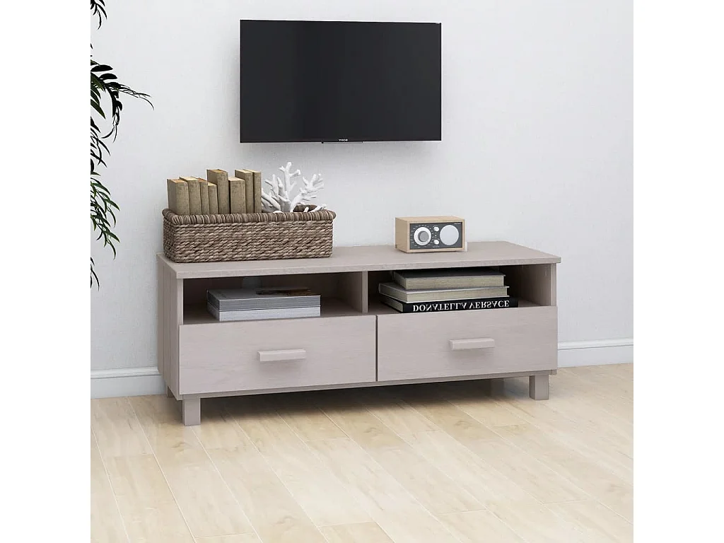 Meuble TV  Blanc 106x40x40 cm Bois massif de pin