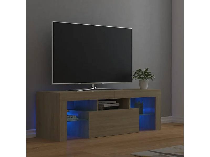 Mobile TV con luci LED Rovere Sonoma 120x35x40 cm