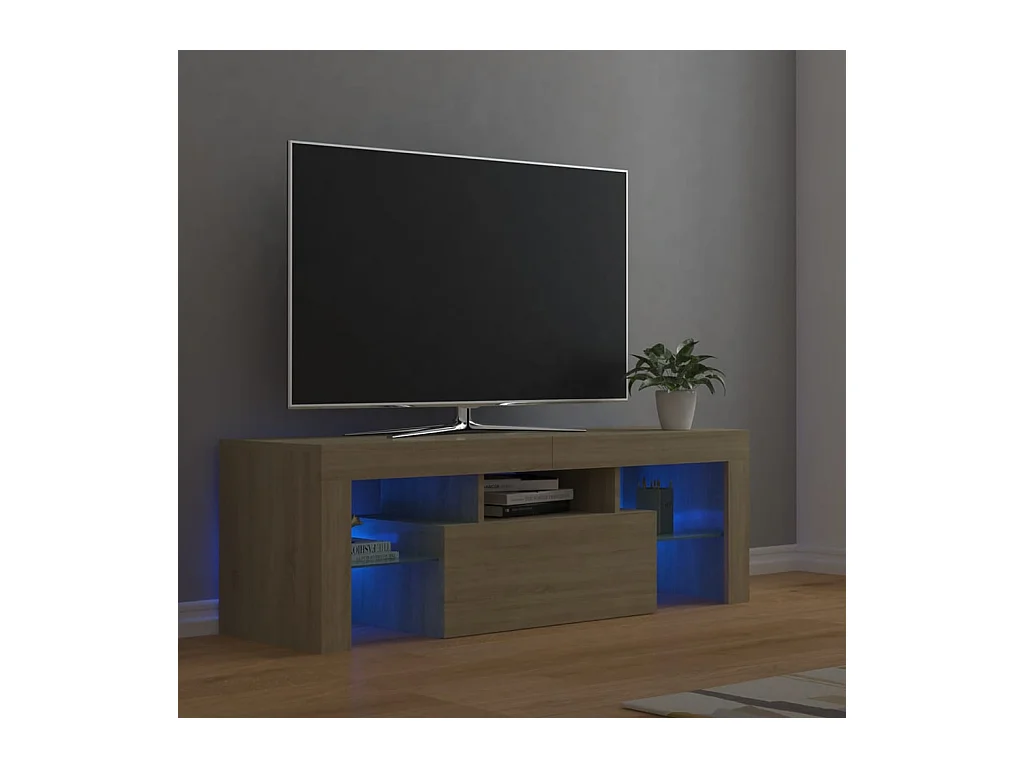 Mobile TV con luci LED Rovere Sonoma 120x35x40 cm