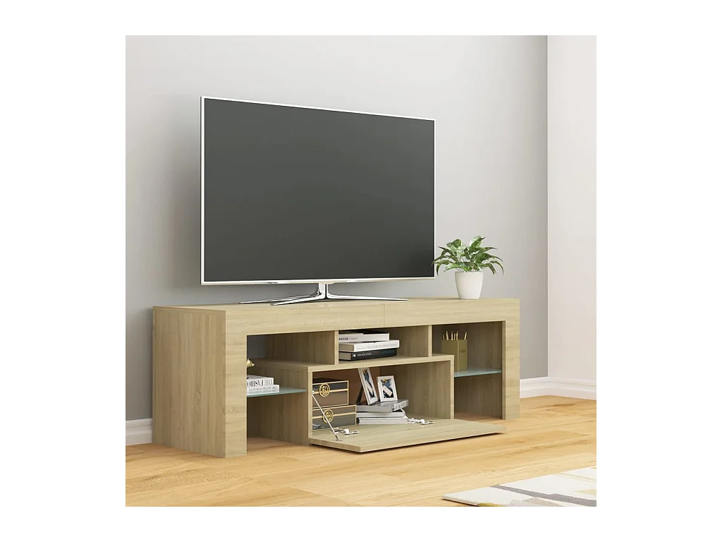 Mobile TV con luci LED Rovere Sonoma 120x35x40 cm