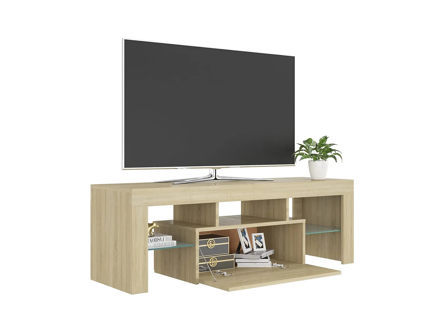 Mobile TV con luci LED Rovere Sonoma 120x35x40 cm