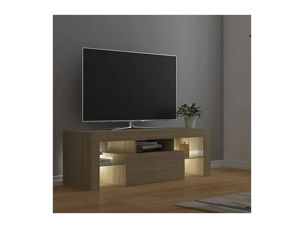 Mobile TV con luci LED Rovere Sonoma 120x35x40 cm