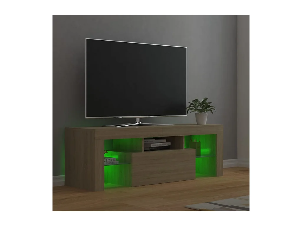 Mobile TV con luci LED Rovere Sonoma 120x35x40 cm