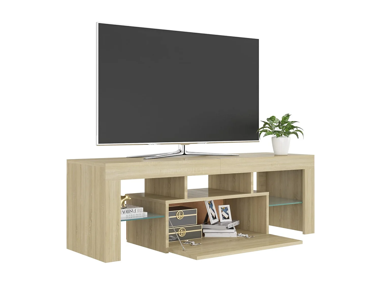 Mueble de TV con luces LED roble Sonoma 120x35x40 cm