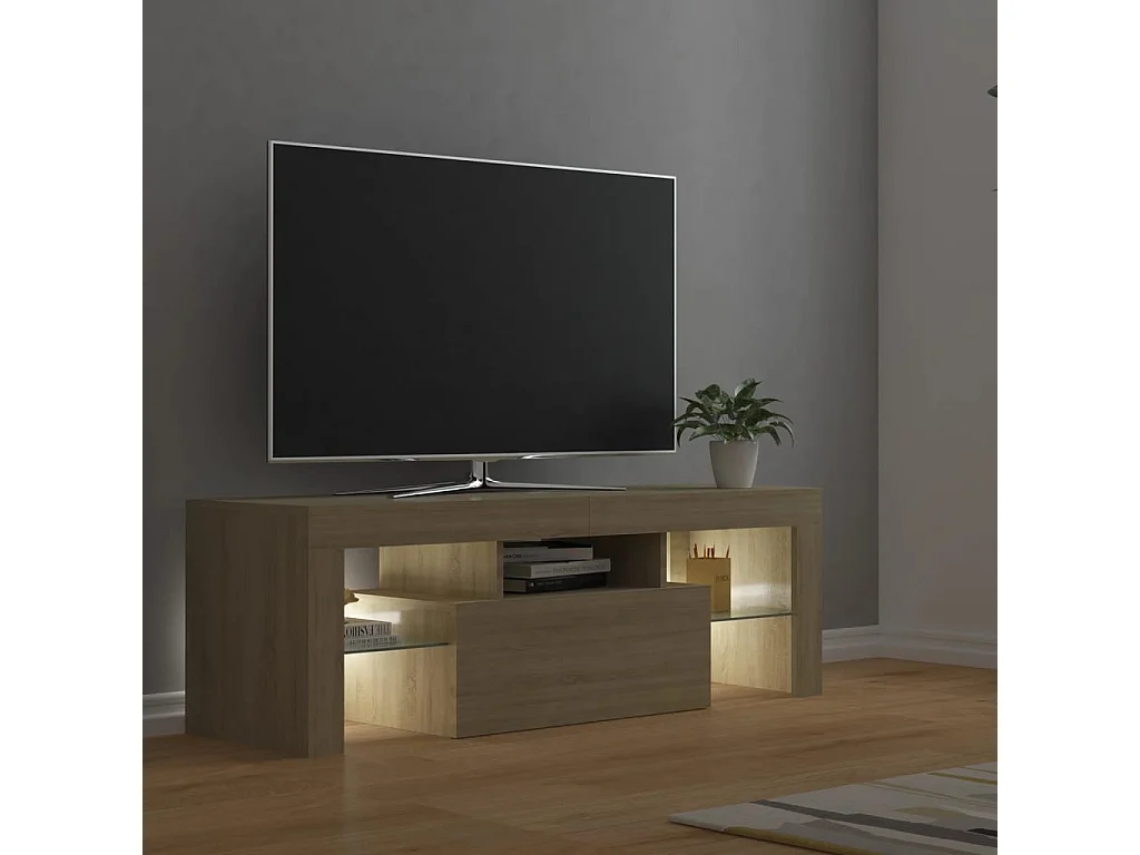 Mueble de TV con luces LED roble Sonoma 120x35x40 cm