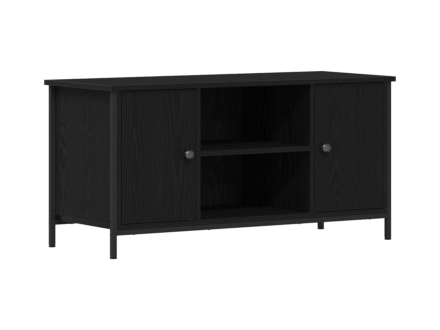 Meuble TV Noir Chêne 100x40x50 cm Bois d'ingénierie et Acier