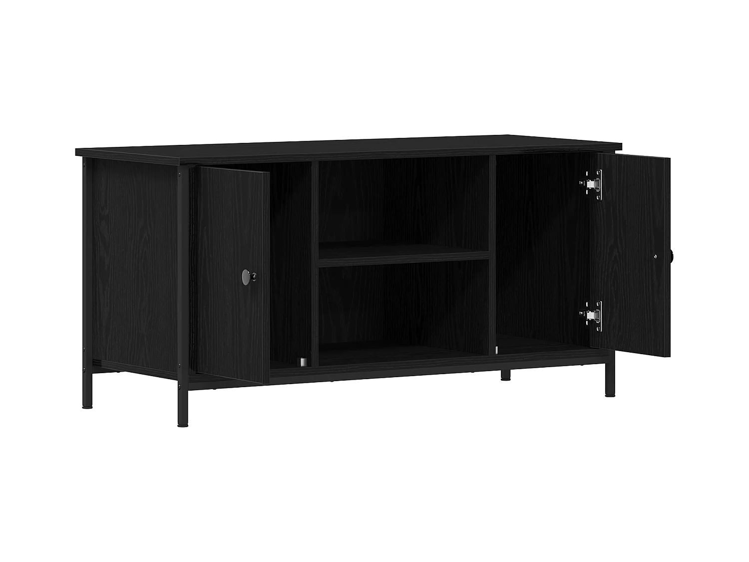 Meuble TV Noir Chêne 100x40x50 cm Bois d'ingénierie et Acier