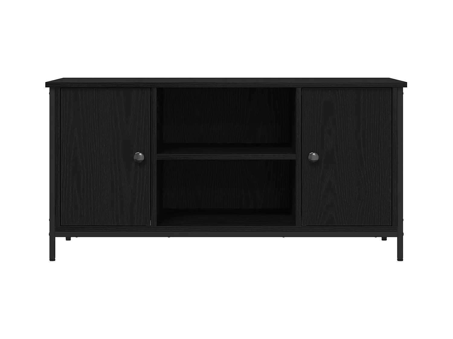 Meuble TV Noir Chêne 100x40x50 cm Bois d'ingénierie et Acier