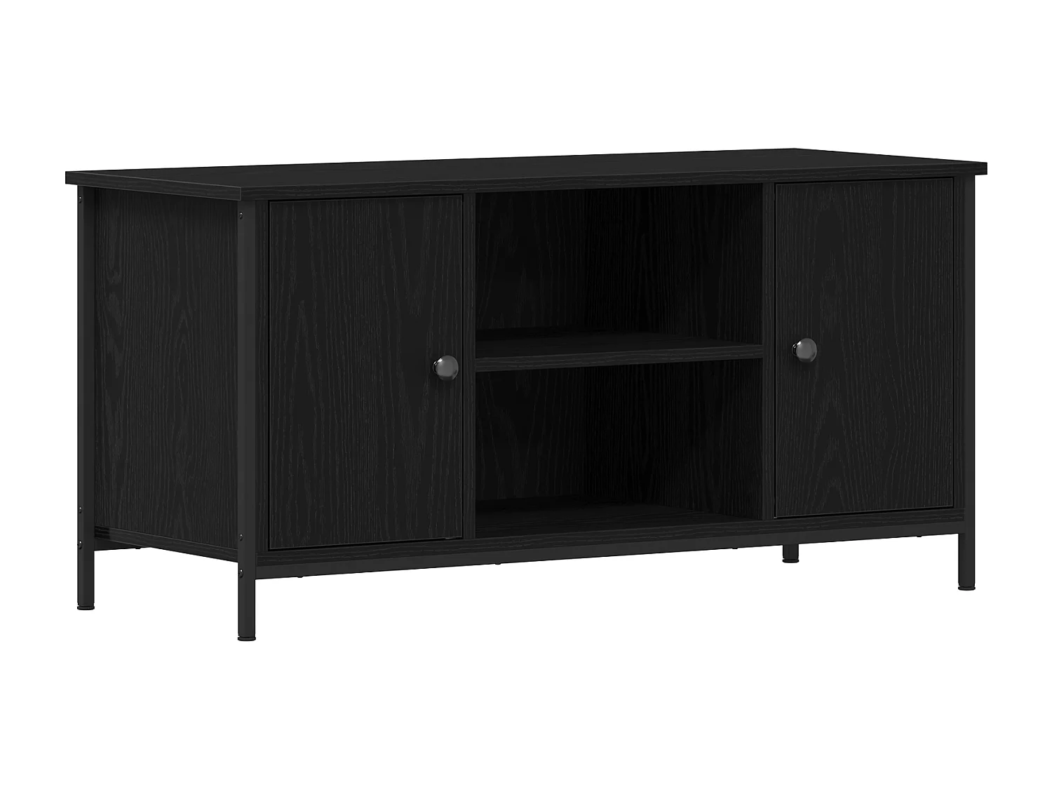 Meuble TV Noir Chêne 100x40x50 cm Bois d'ingénierie et Acier