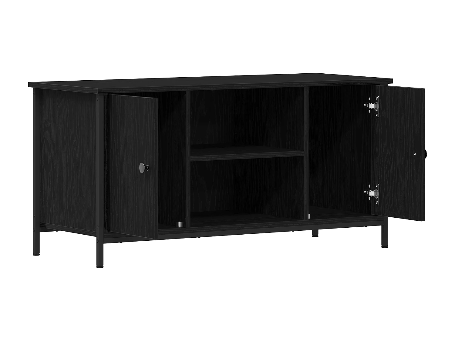 Meuble TV Noir Chêne 100x40x50 cm Bois d'ingénierie et Acier