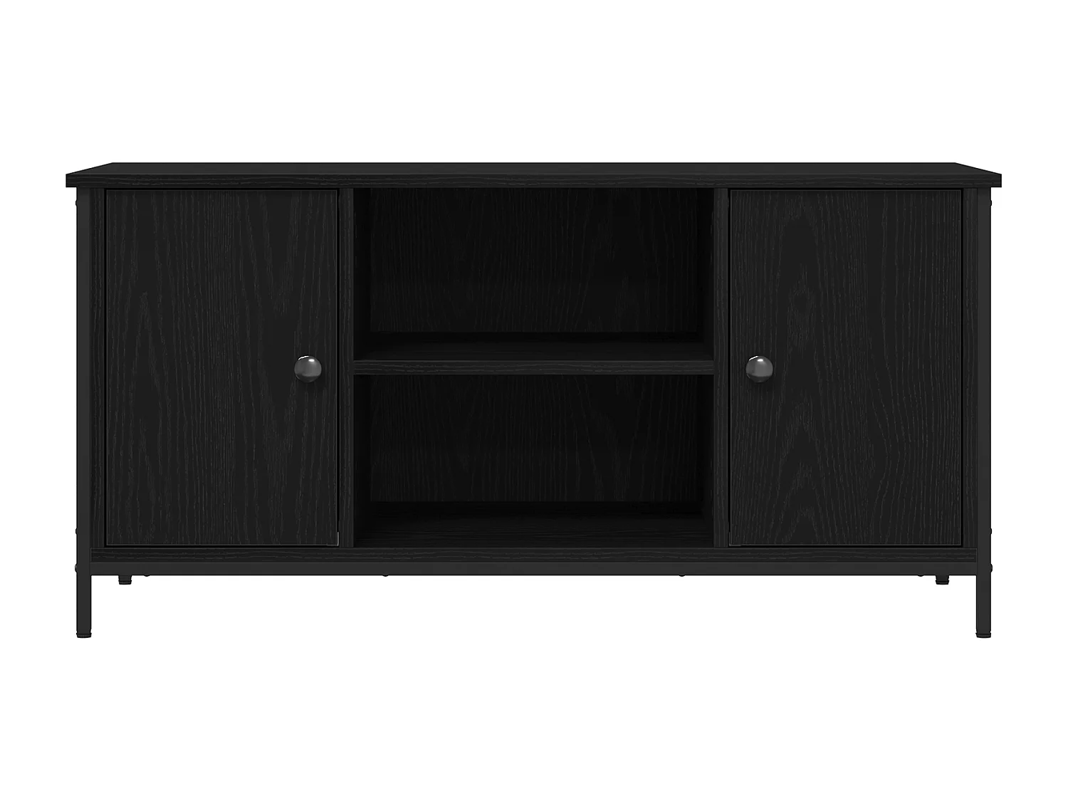 Meuble TV Noir Chêne 100x40x50 cm Bois d'ingénierie et Acier