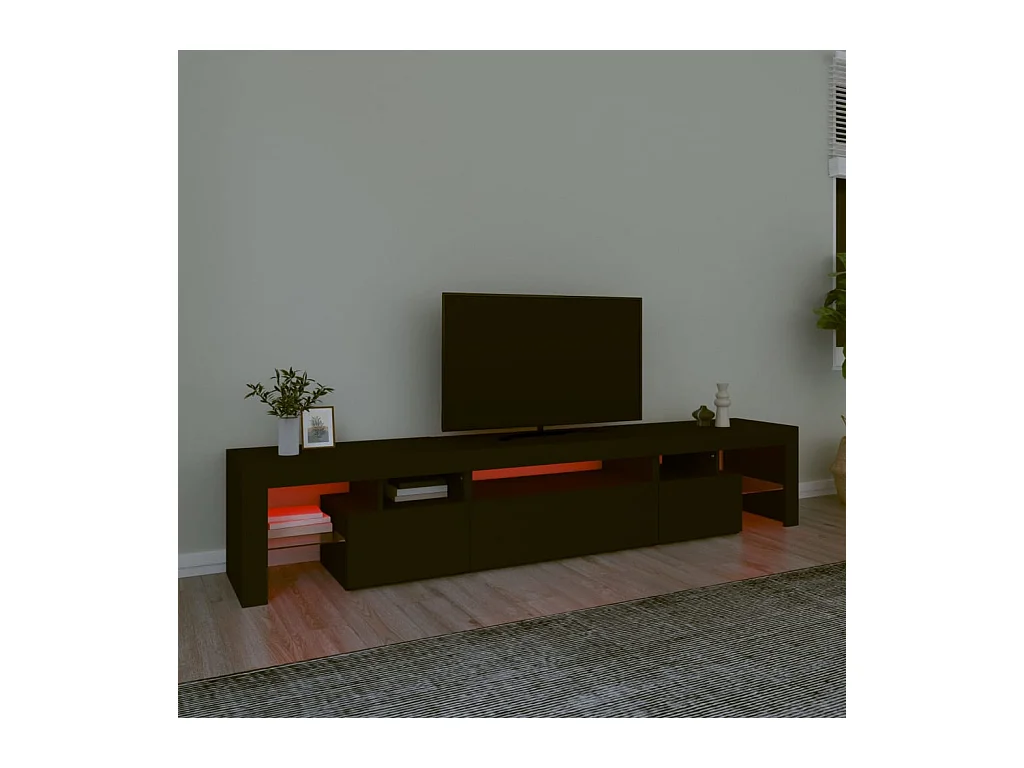 Meuble TV avec lumières LED Noir 215x36,5x40 cm