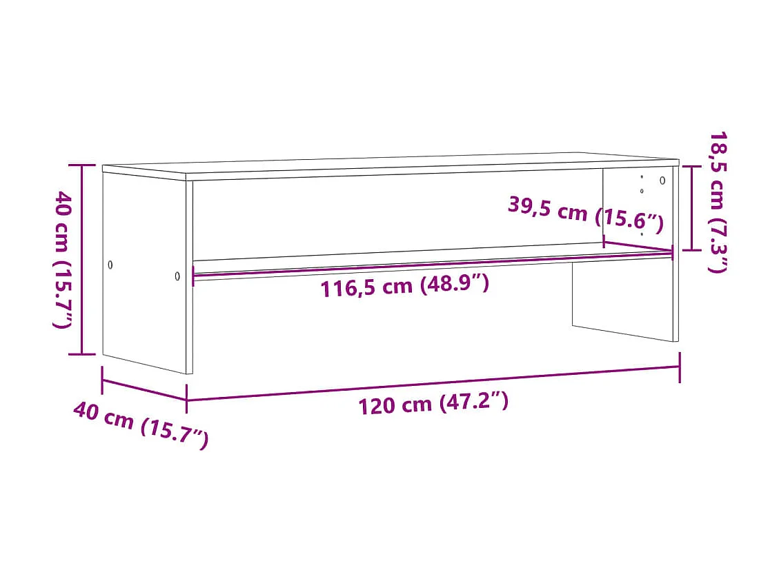 Meuble TV sonoma gris 120x40x40 cm bois d'ingénierie